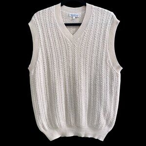 Bullock & Jones Silk Alpaca Cable Knit Grandpa Sweater Vest Old Money Mens L